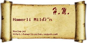 Hamerli Milán névjegykártya